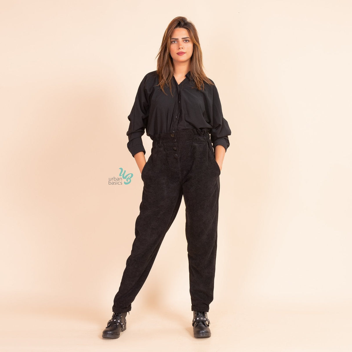 Kimono Corduroy Paperbag Pants