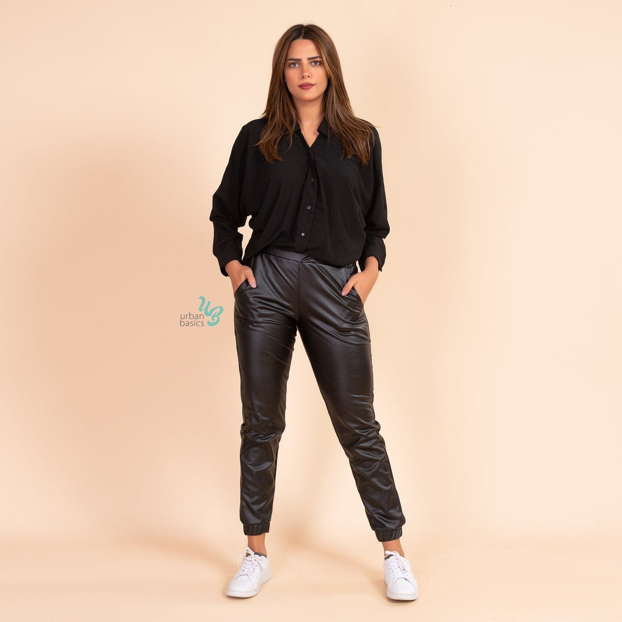 Kimono Faux Leather Sweatpants