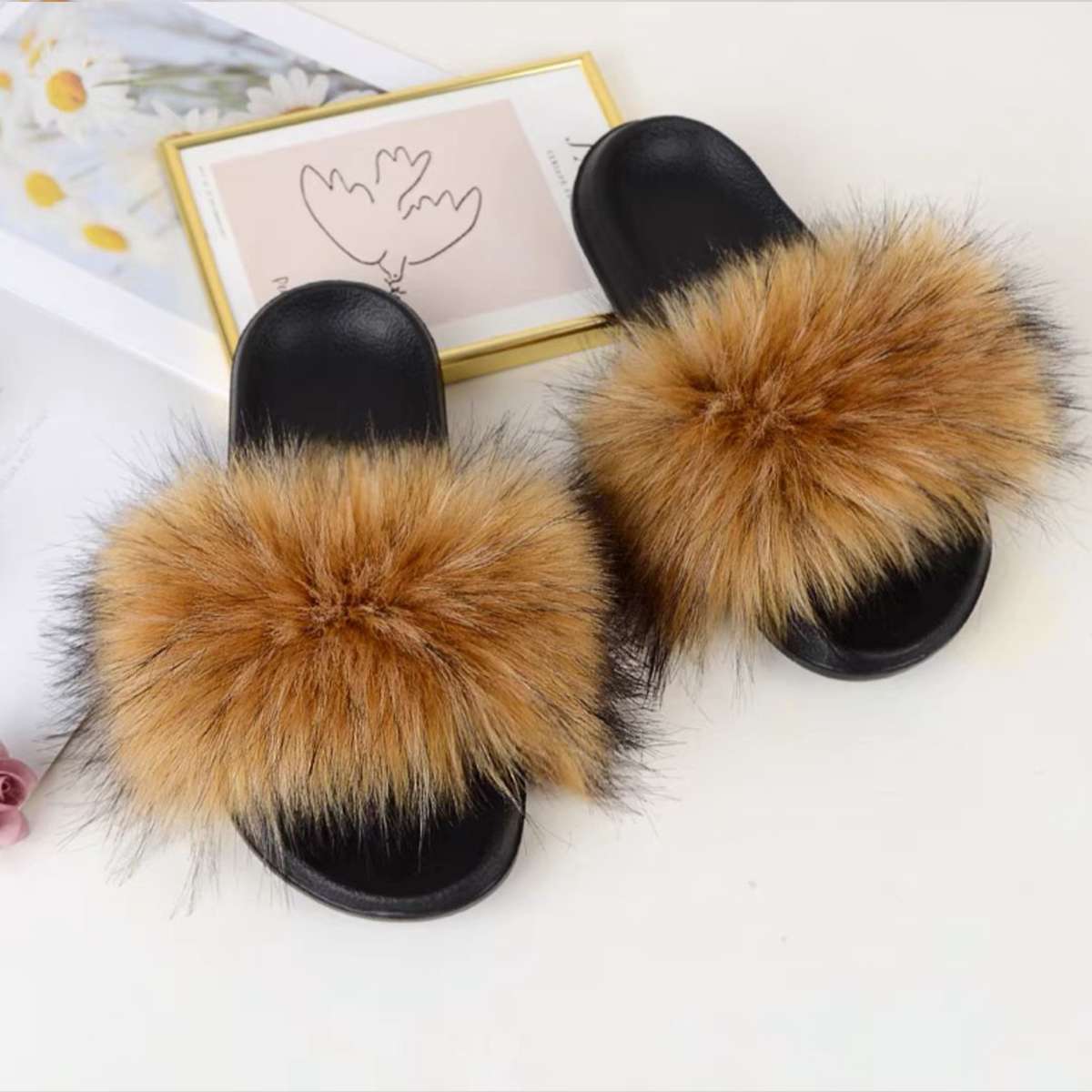 Women's Furry Filp Flop Open Toe