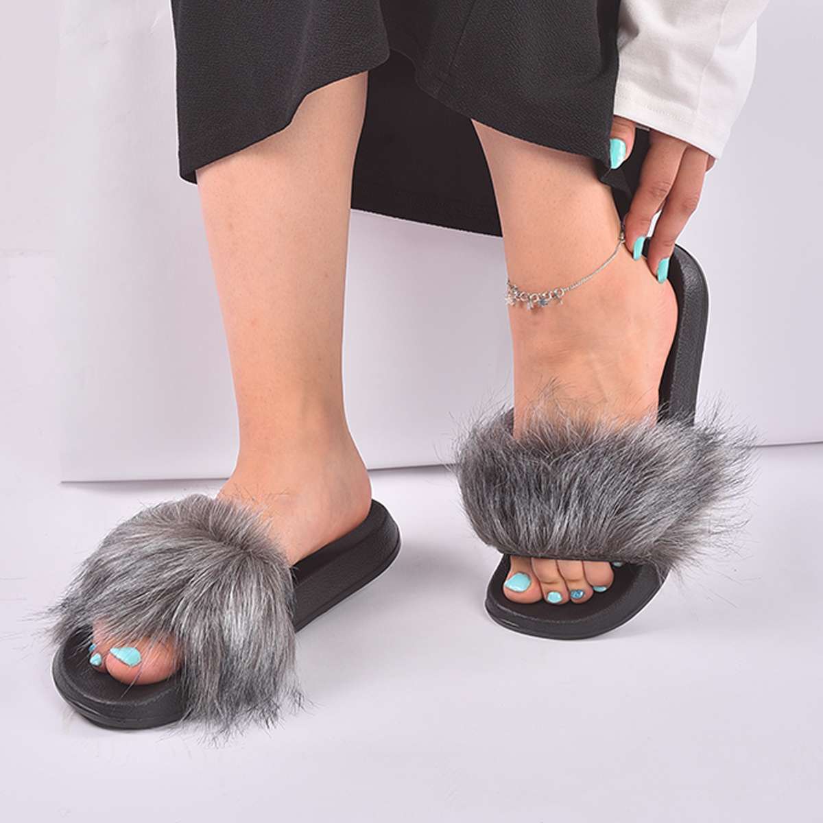 Women's Furry Filp Flop Open Toe