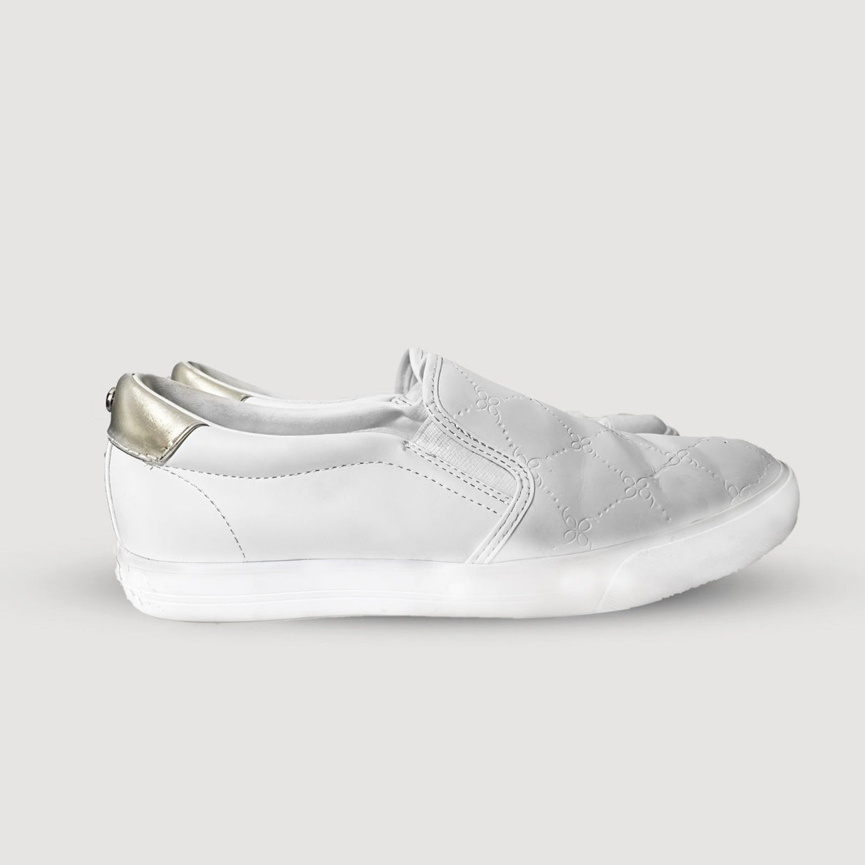 Nine West -White Quilted Flat Slip On Sneakers Shoes