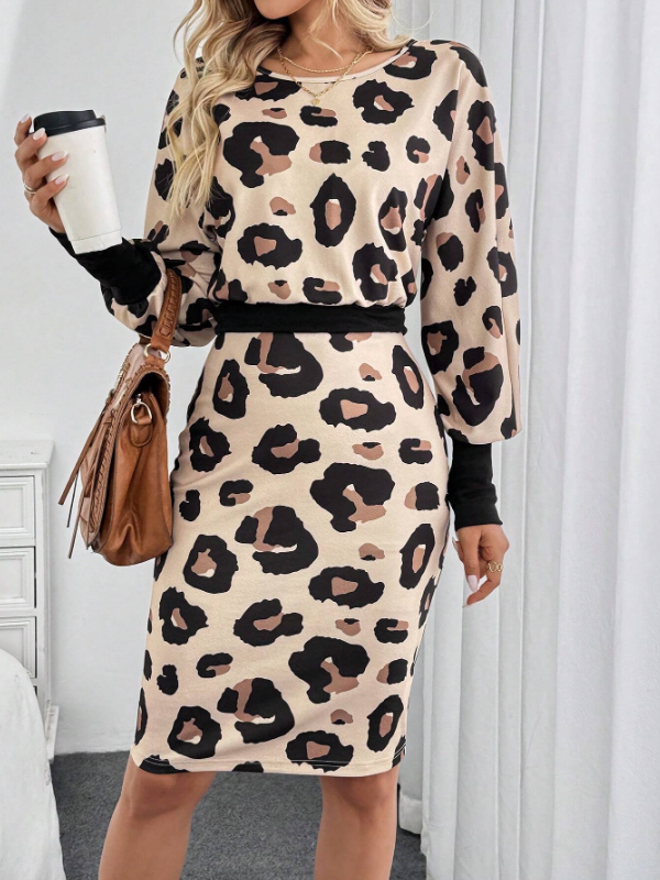 SHEIN LUNE Leopard Print Bodycon Dress For Women