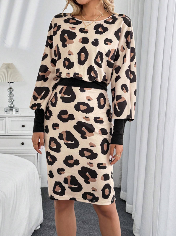 SHEIN LUNE Leopard Print Bodycon Dress For Women
