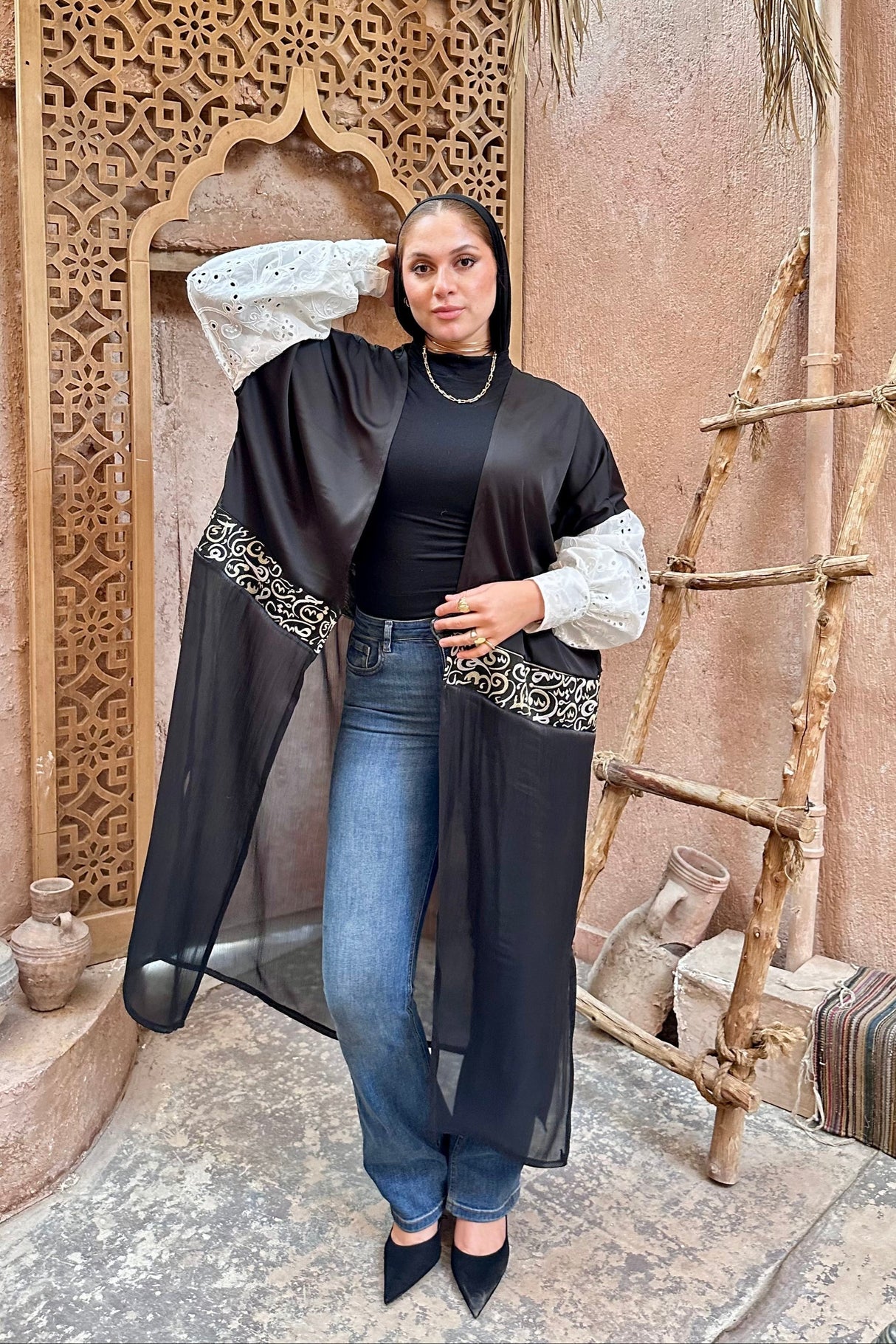 typo-silk-puffed-sleeves-kaftan