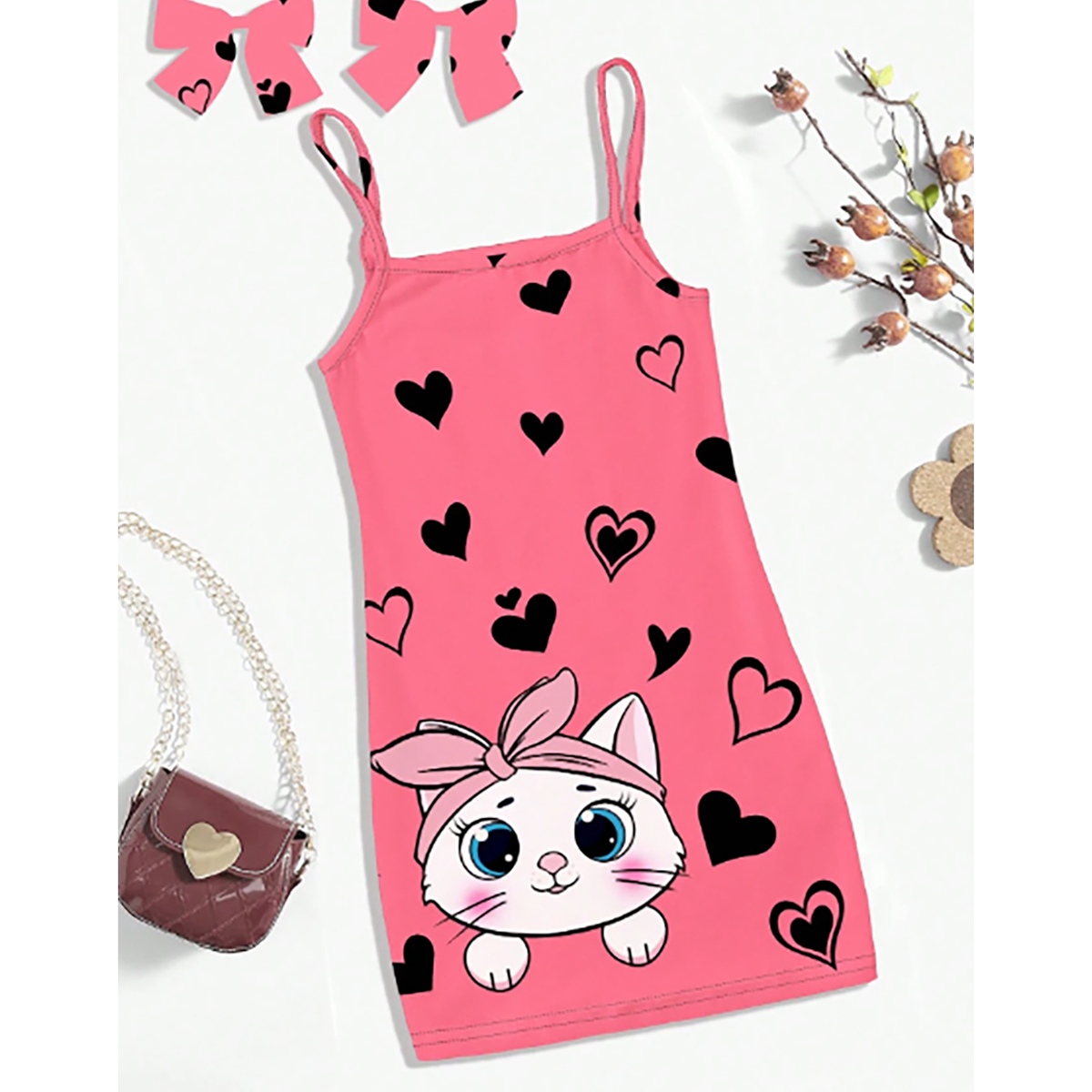 R-Shein - Suitable dress for baby girls, with comfortable straps and simple design, suitable for summer