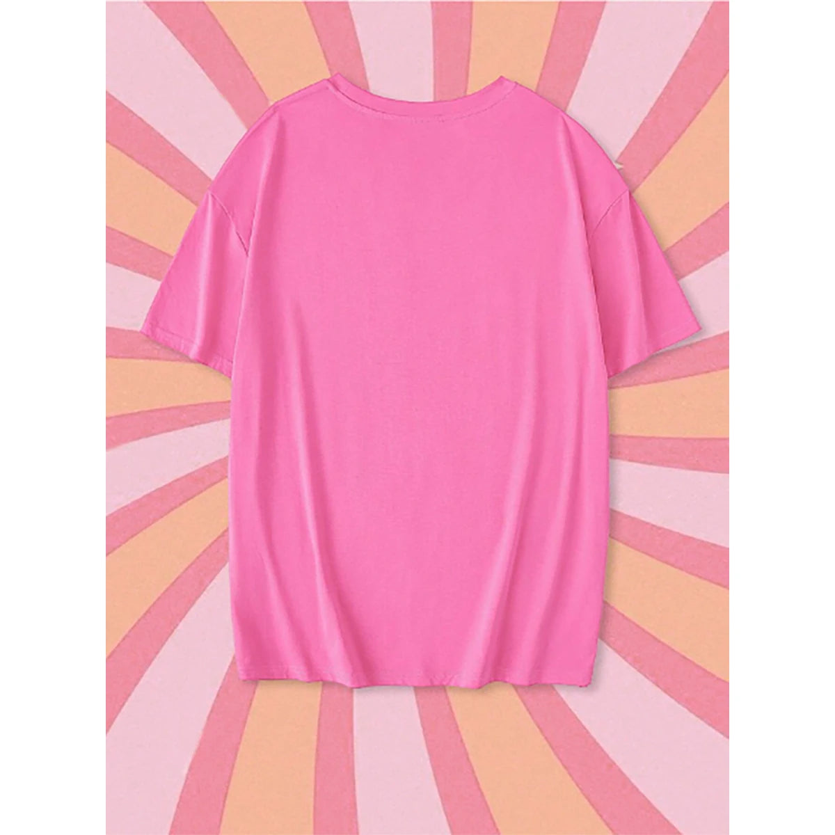 Shein - تي شيرت EZwear كبير الحجم مطبوع عليه شخصيات كرتونية لطيفة ومضحكة للنساء، قصير الطول، فضفاض للغاية