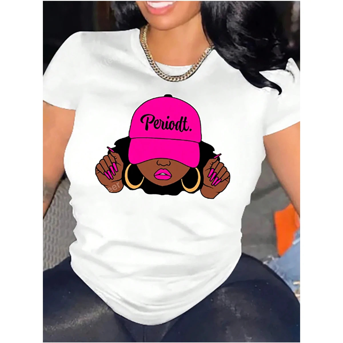 Shein - Person graphic t-shirt crew neck