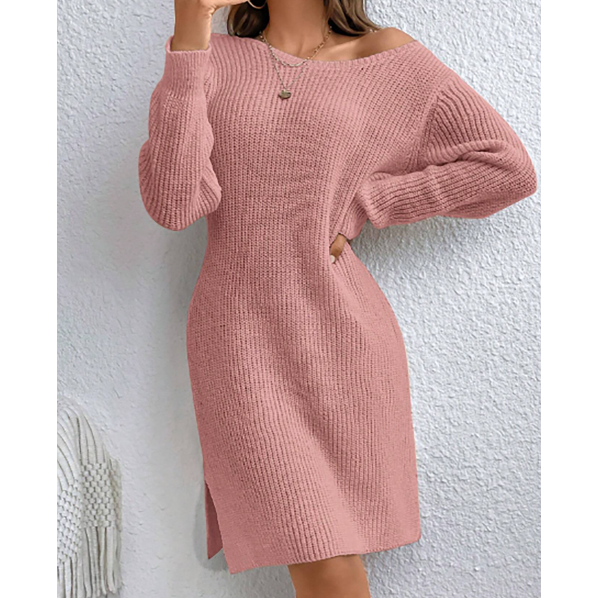 R-Shein - R-Shein Frenchy Women's Off Shoulder Lace Sweater Dress