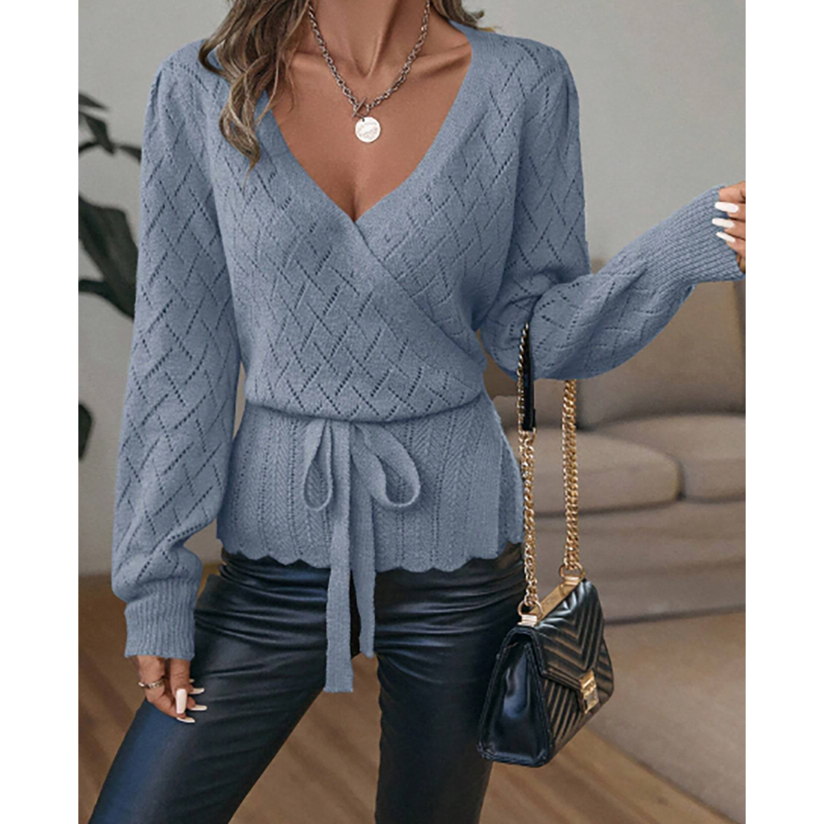 R-Shein - Women's lightweight cardigan in solid color