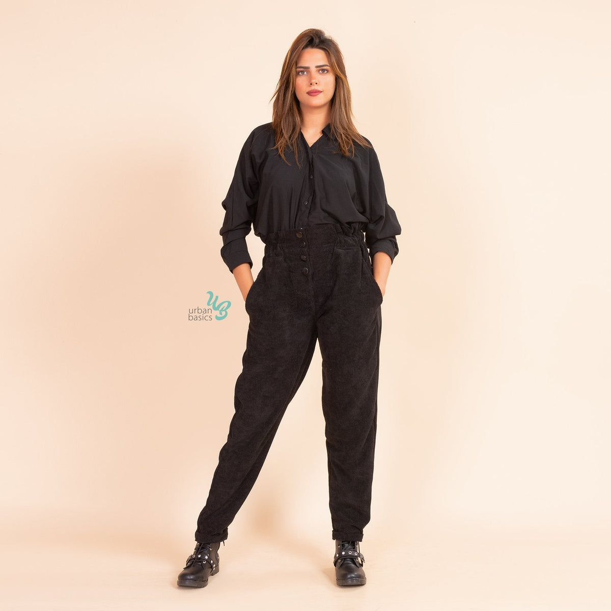 Kimono Corduroy Paperbag Pants