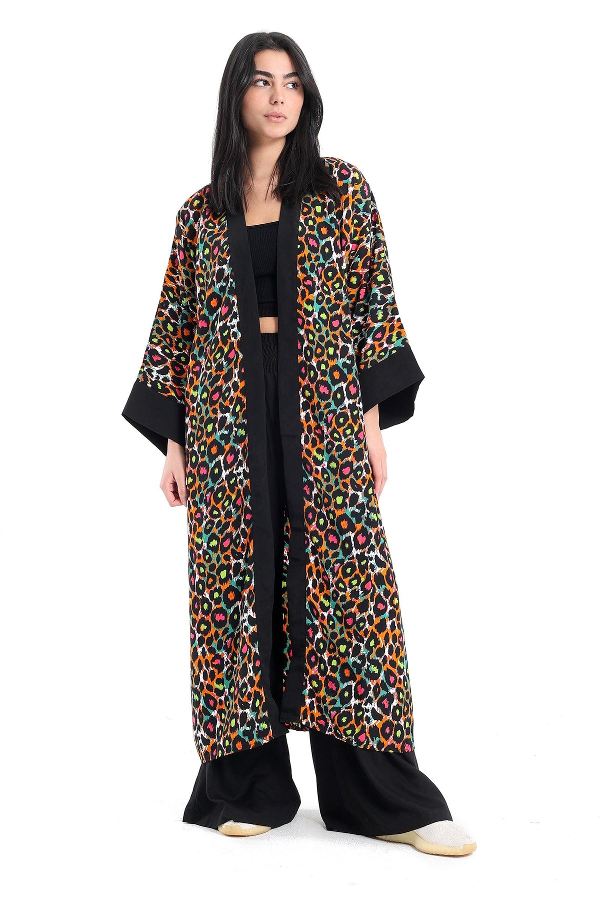 Colored Leopard Print Kimono