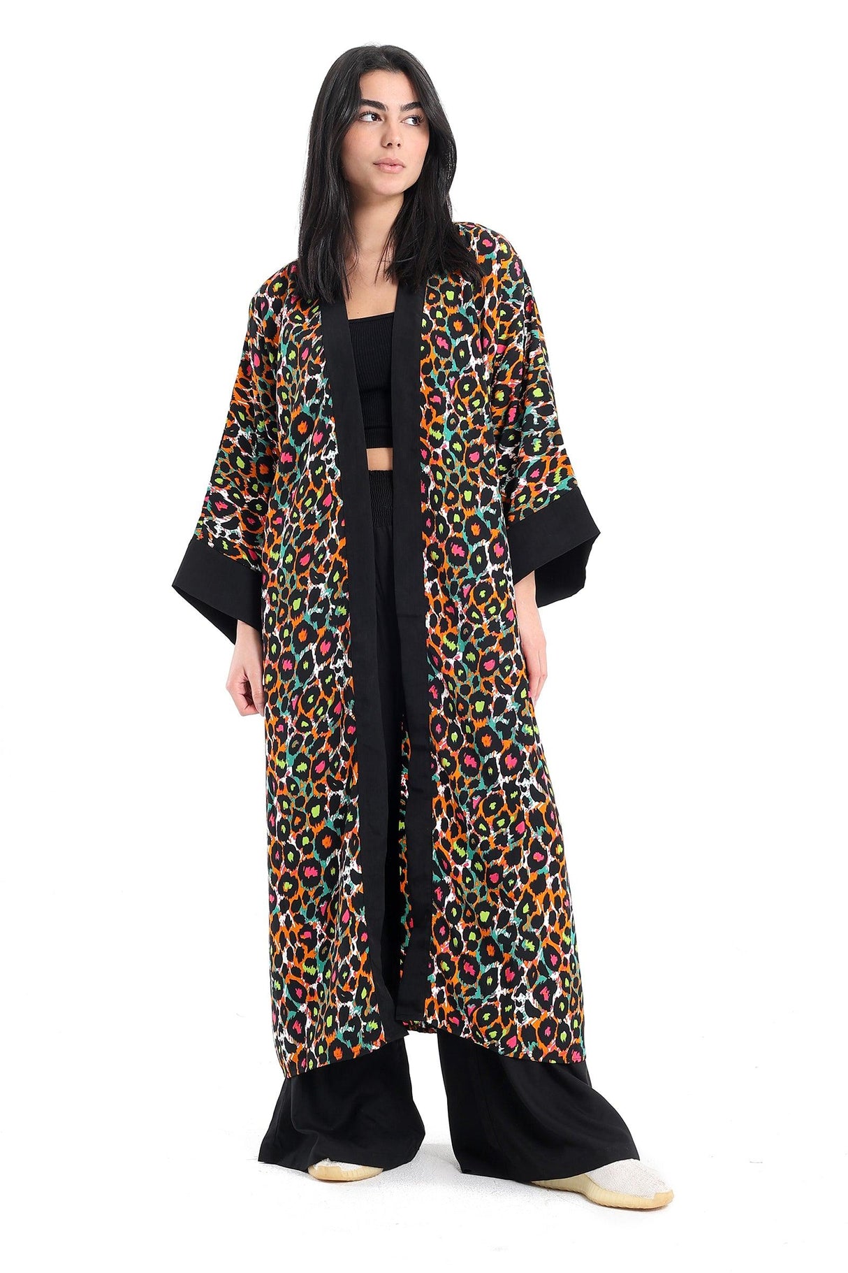 Colored Leopard Print Kimono