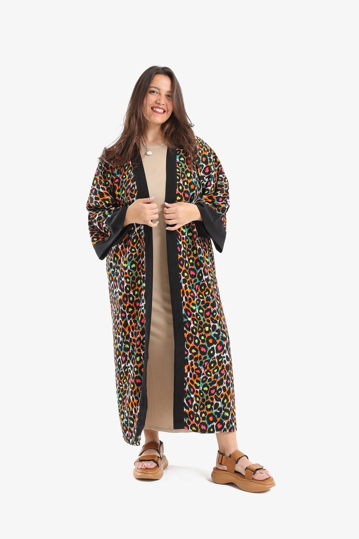 Colored Leopard Print Kimono