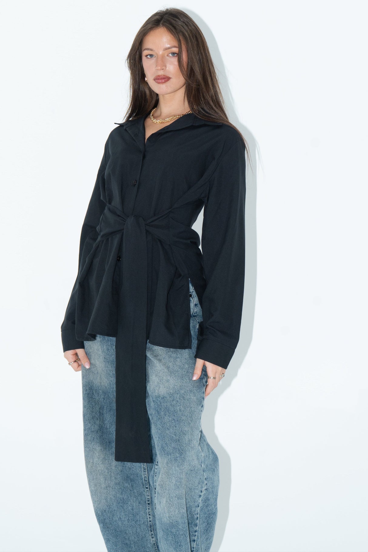 shirt-with-belt-black