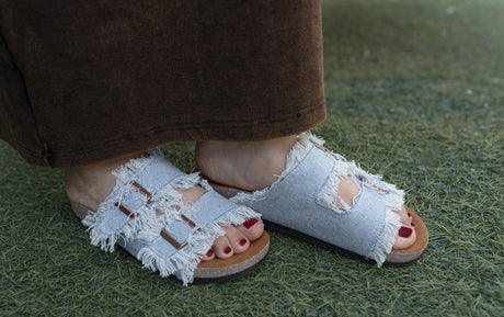 Comfortable denim flip flops for women