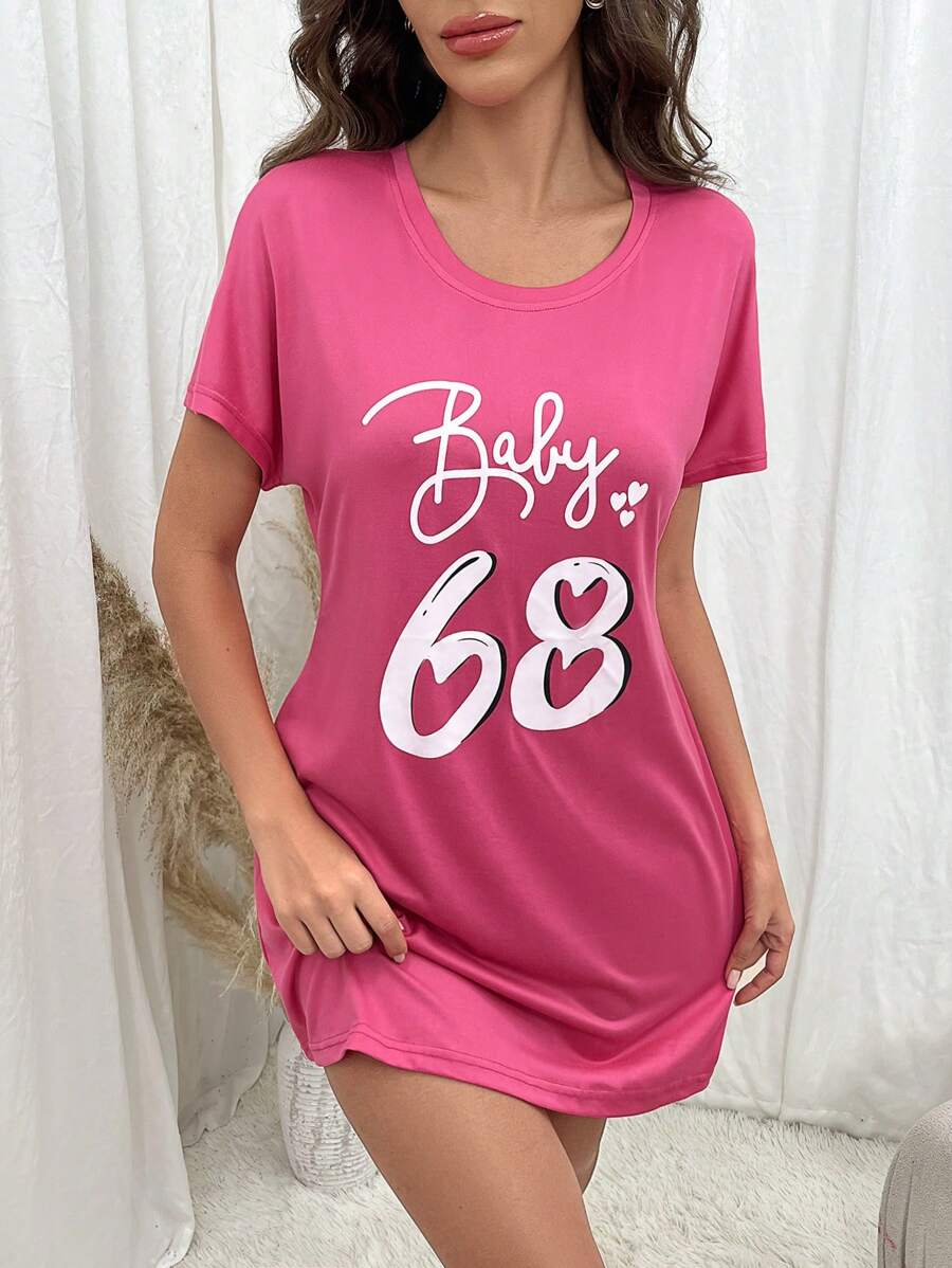 Shein - Slogan Graphic Pajama Nightdress