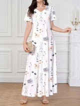 Shein - Mulvari Women Slim Fit White V-Neck Spring/Summer Knit Casual Short Sleeve Dress