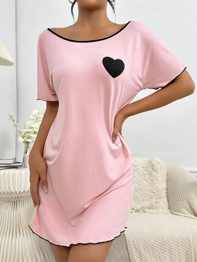 Shein - Heart Print Nightdress