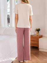 Shein - Soft Multicolor Knitted Pajama Set With Regular Sleeves And Relaxed Fit For Women