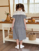 Shein - Casual Classic Striped Soft & Comfortable Girls/Juniors Sleepwear Nightgown