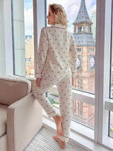 Shein - Cherry Print Contrast Piping PJ Set 