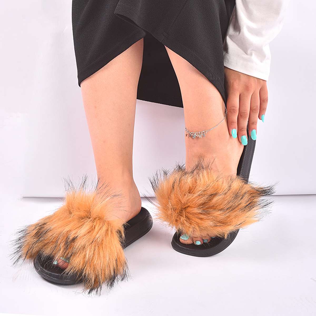 Women's Furry Filp Flop Open Toe