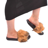 حذاء نسائي مفتوح من الأمام من الفرو الصناعي