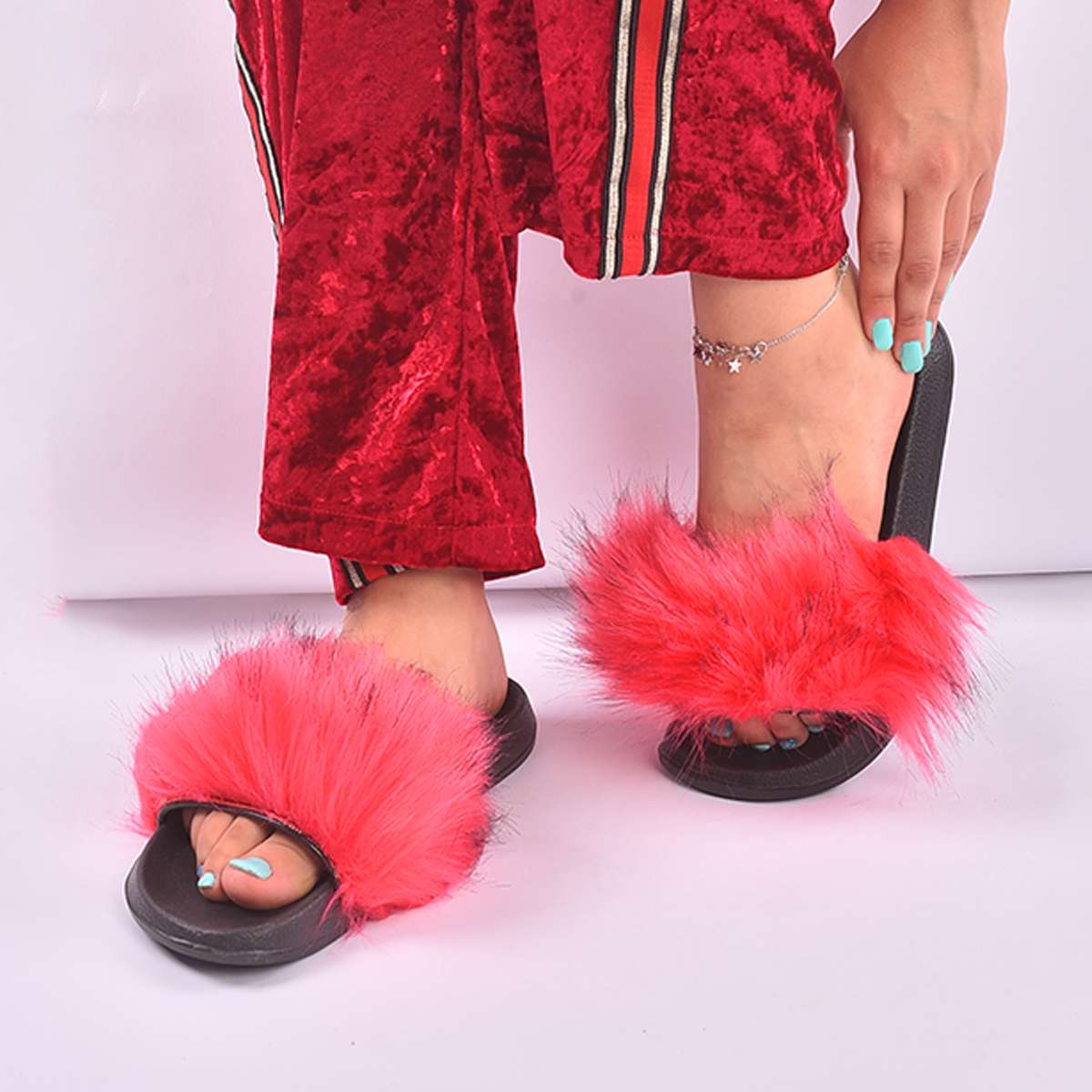 Women's Furry Filp Flop Open Toe