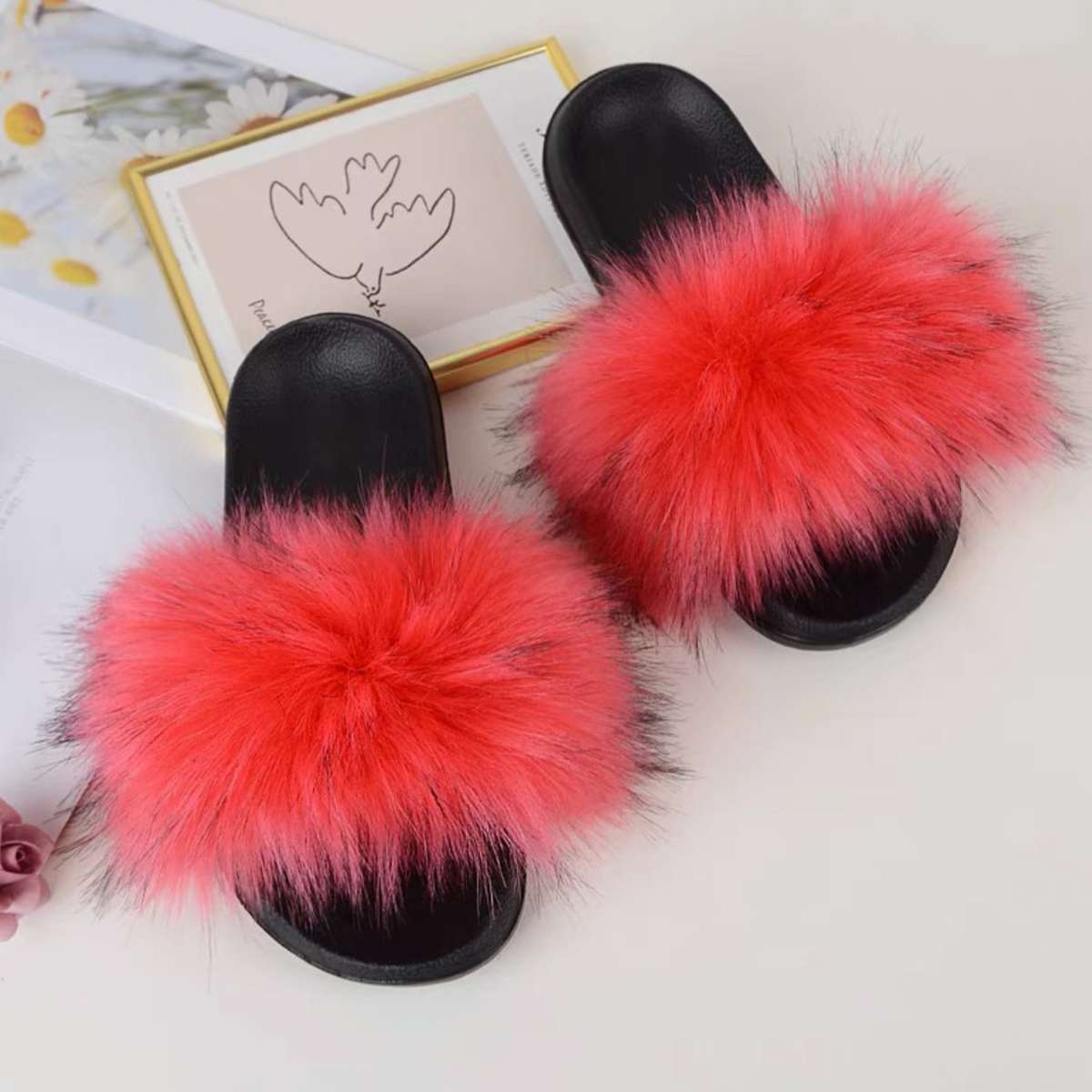 Women's Furry Filp Flop Open Toe