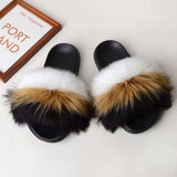 حذاء نسائي مفتوح من الأمام من الفرو الصناعي