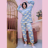 Etmana - Velvet printed pajama set for women's