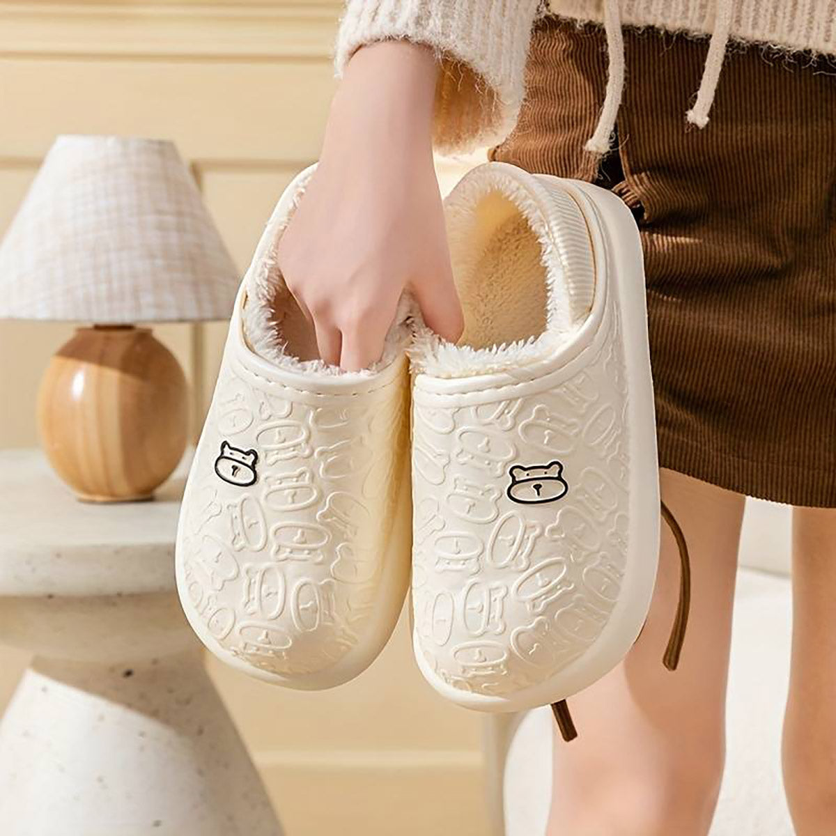 Cozy Waterproof Slipper With Embossed Pattern