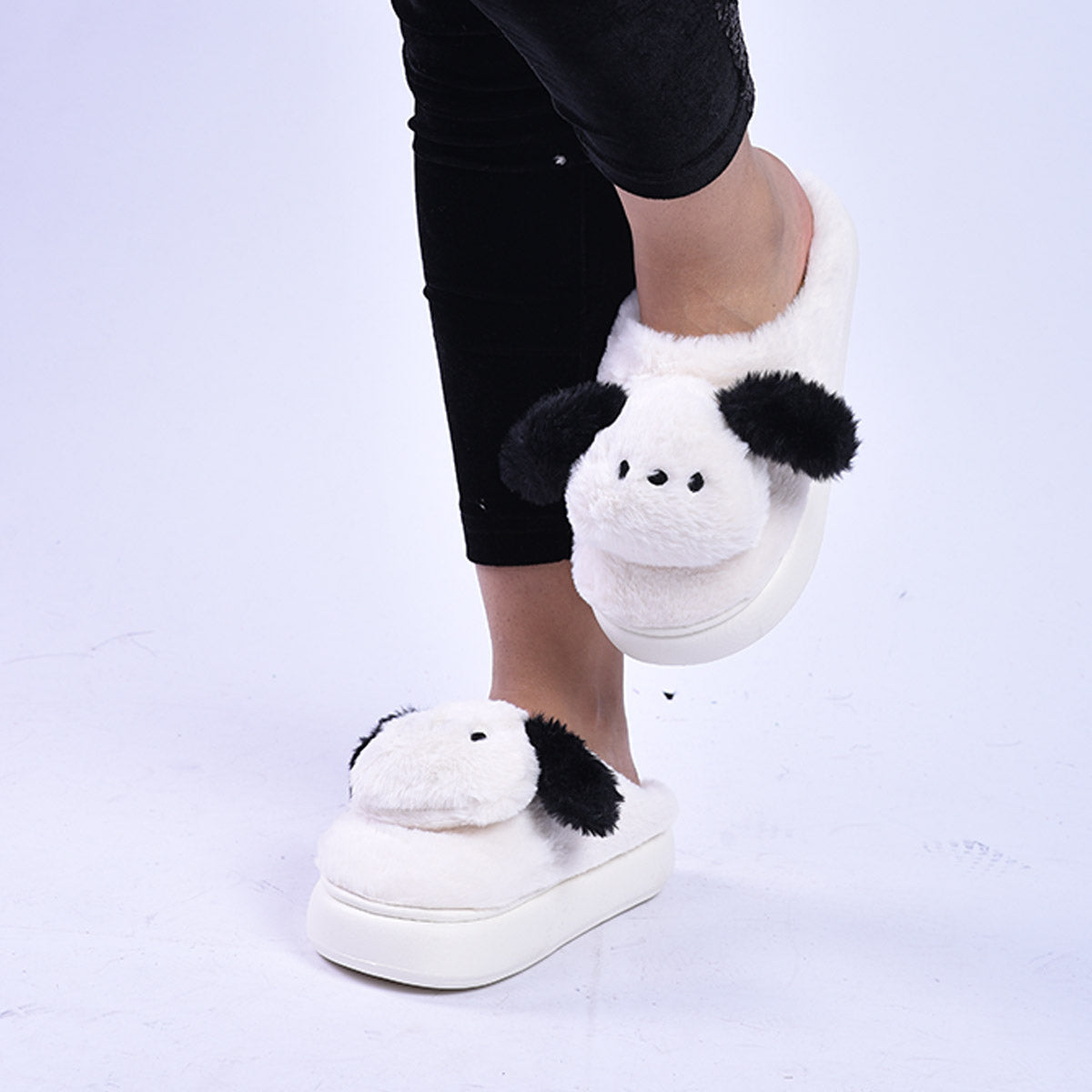 Winter Home Slipper With Anti-skid Thick Sole, Cartoon Puppy Pattern For Women's