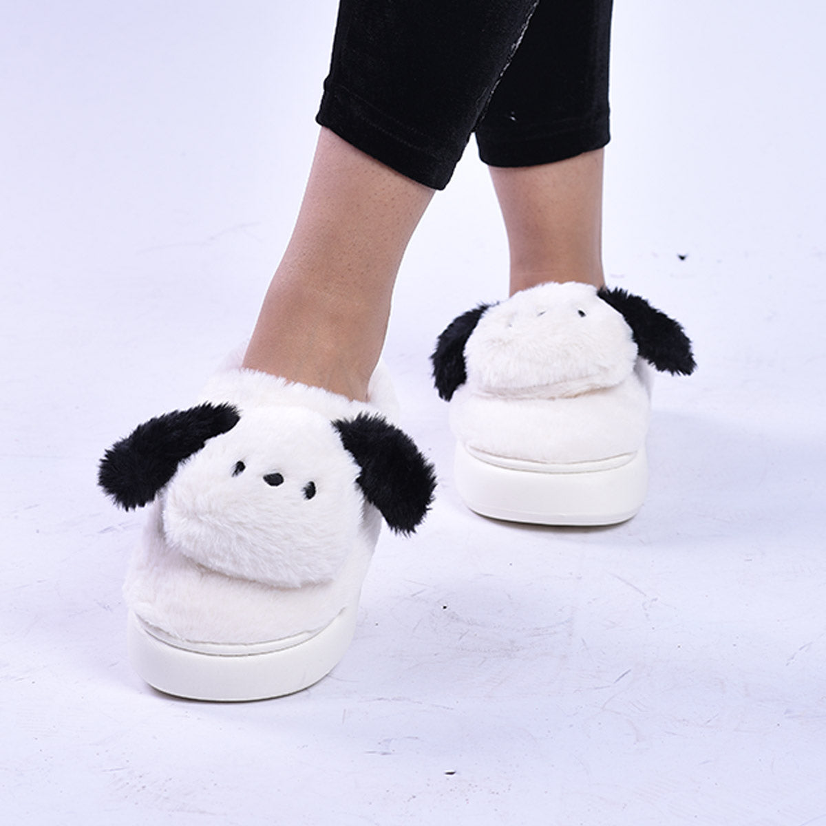 Winter Home Slipper With Anti-skid Thick Sole, Cartoon Puppy Pattern For Women's