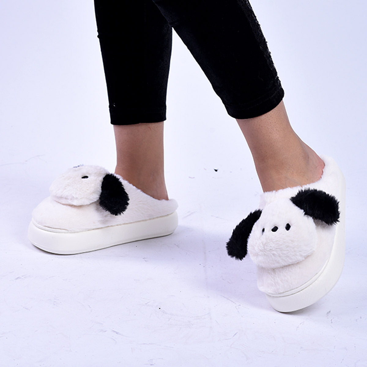 Winter Home Slipper With Anti-skid Thick Sole, Cartoon Puppy Pattern For Women's