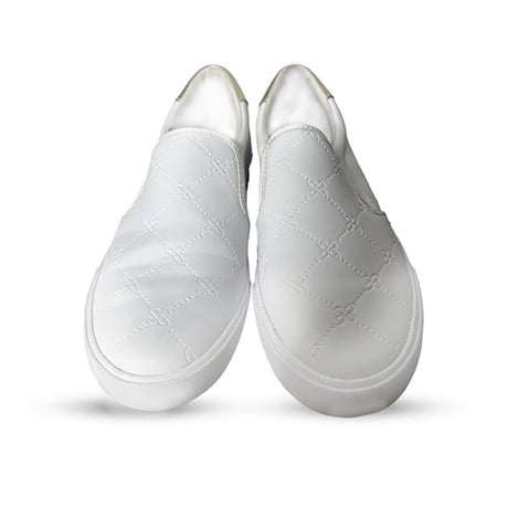 Nine West  -White Quilted Flat Slip On Sneakers Shoes