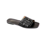 Dejavu Flat Buckle Strapped Slipper