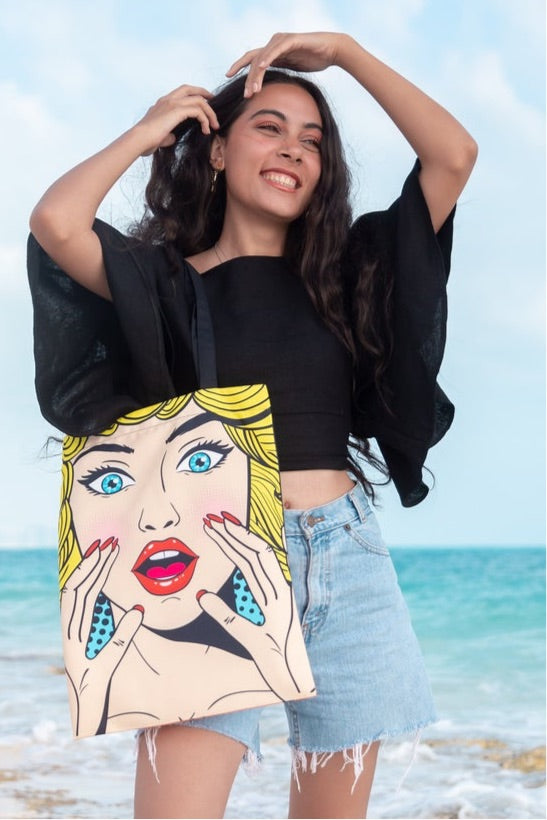 Waves Tote Bag - Blue