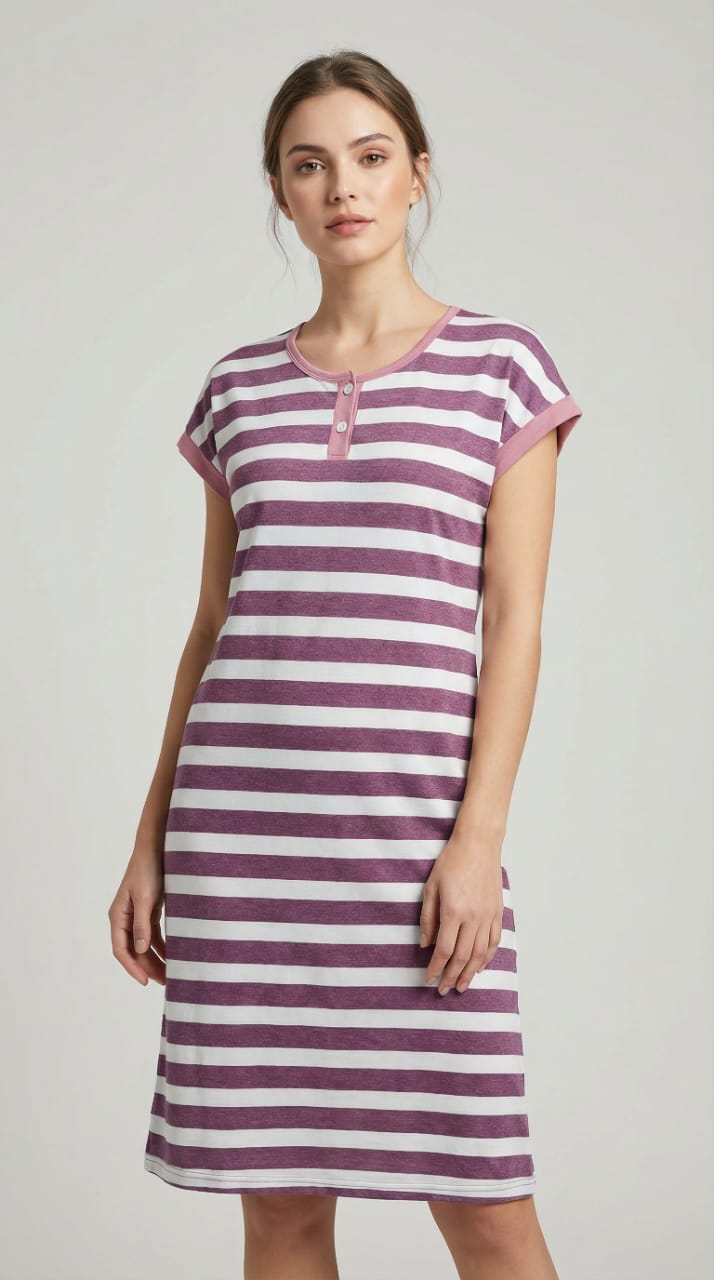 SHEIN Women's Casual Striped Short Sleeve Nightgown