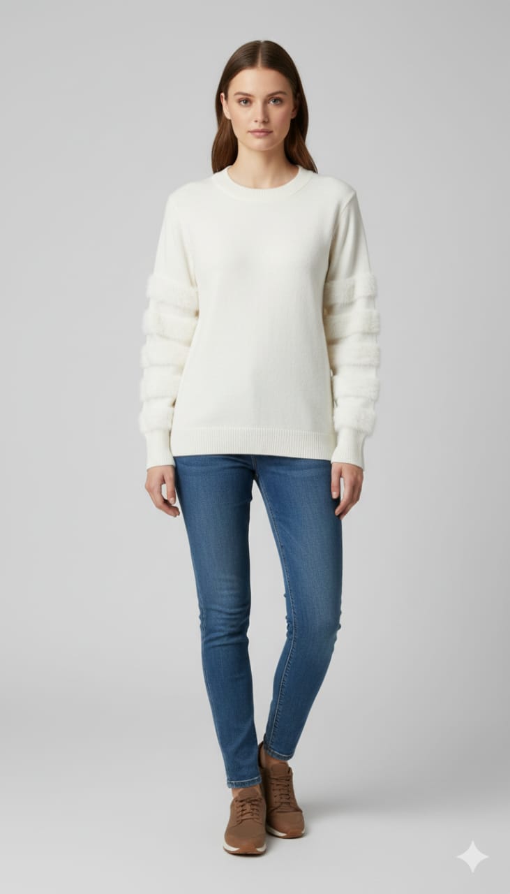 Women's white knitted sweater