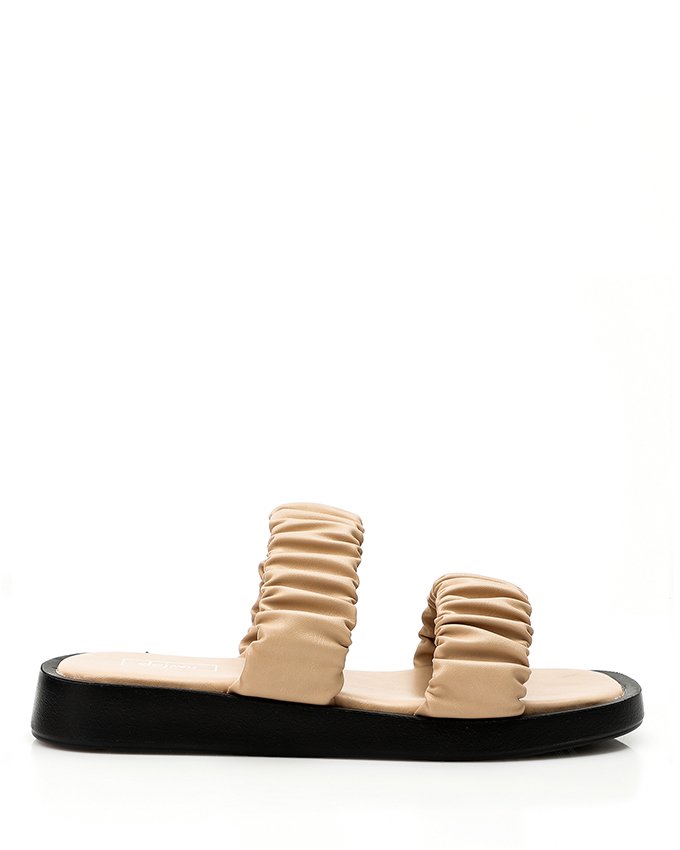 Dejavu Gathered Semi Squared Flat Slipper