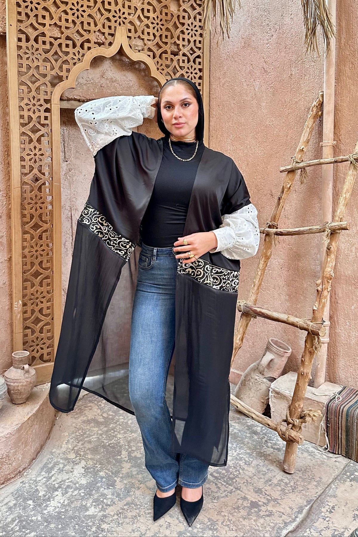 typo-silk-puffed-sleeves-kaftan