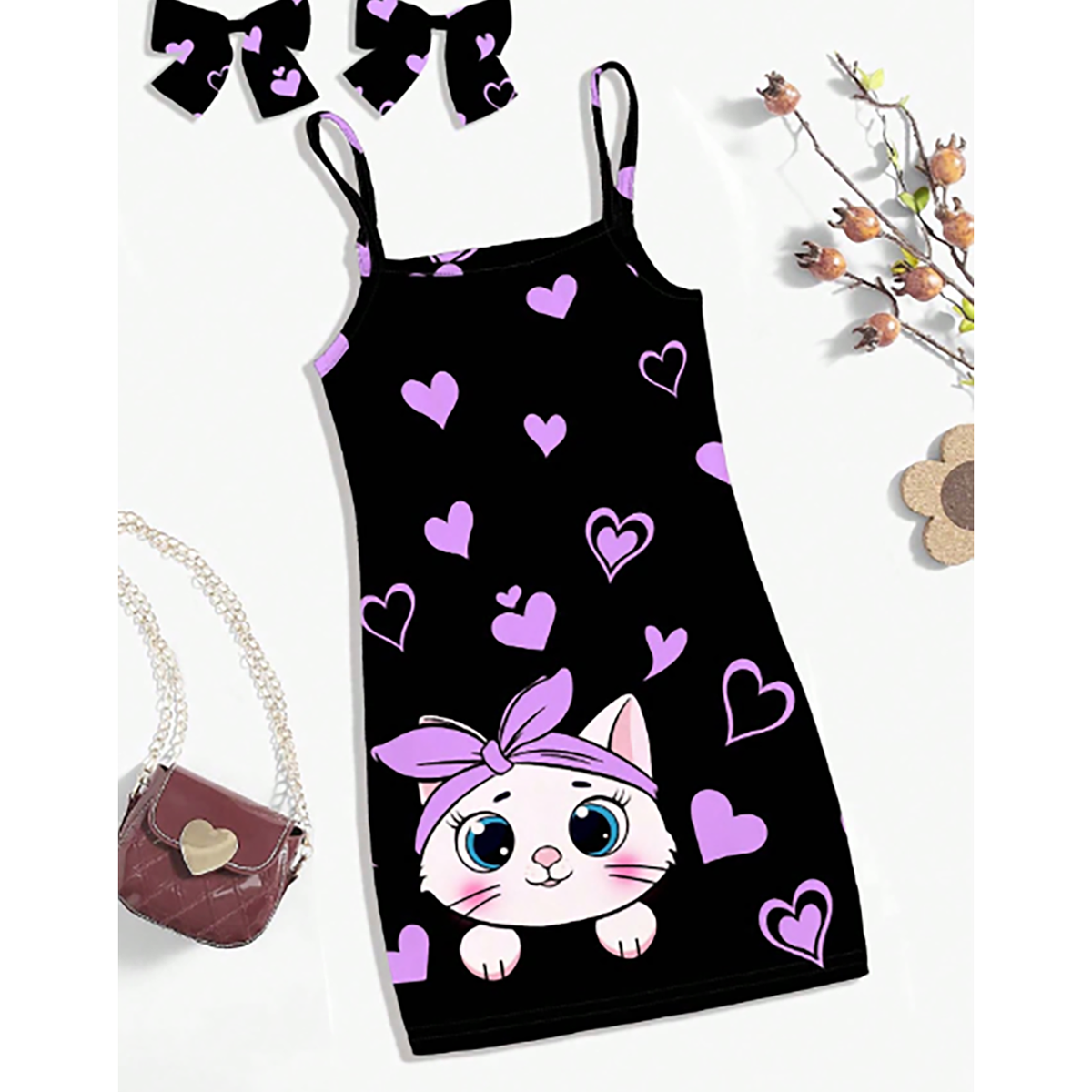 R-Shein - Suitable dress for baby girls, with comfortable straps and simple design, suitable for summer