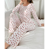 R-Shein - Women's sleep set with lace veil and sweetheart style with long sleeves and pants