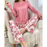 R-Shein - Elegant women's pajama set with contrasting floral print