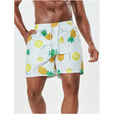 Shein - Manfinity Swimmode Men's Letter & Fruits Print Stretchy Waist Beach Shorts