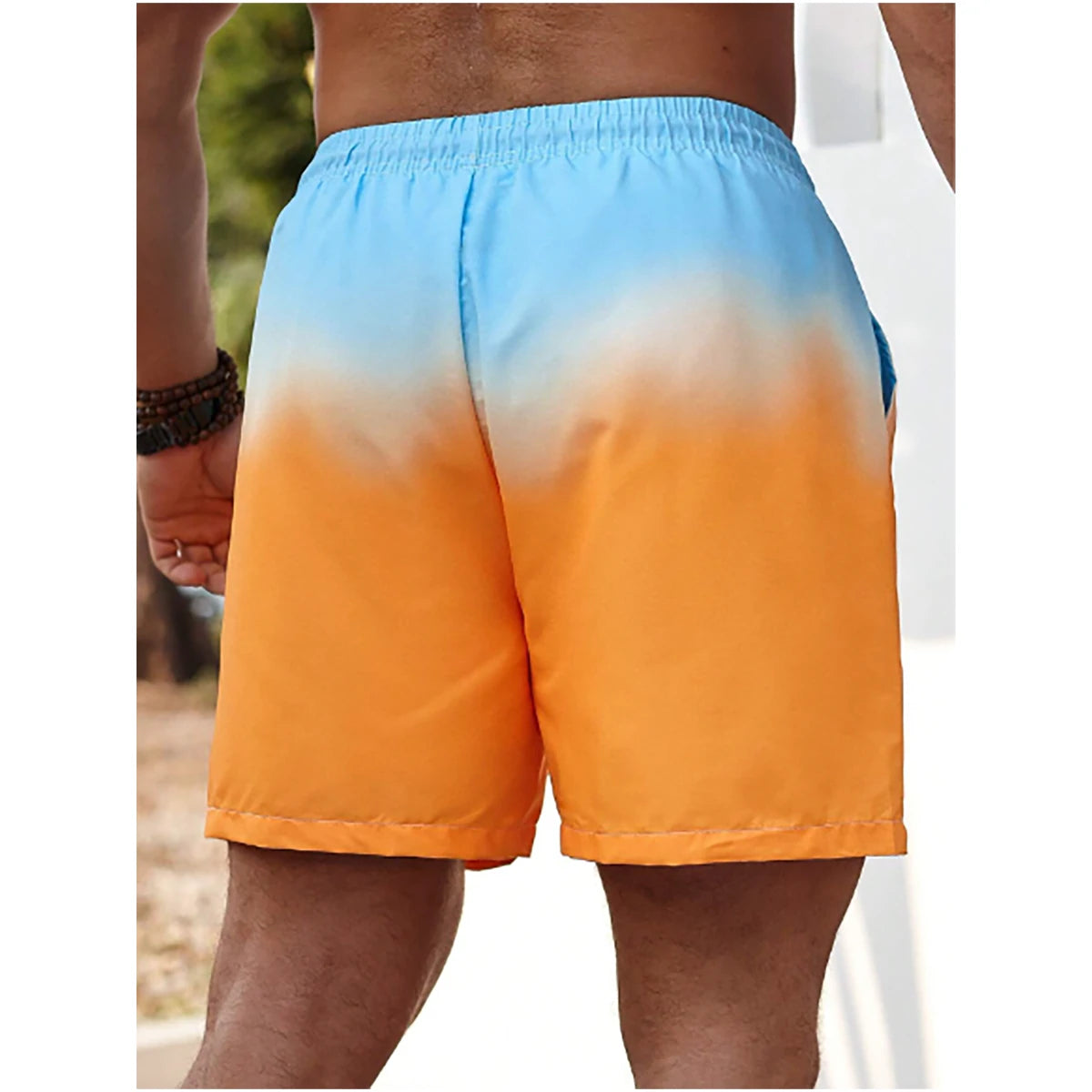 Shein - Fashionable men's beach shorts in gradient colors, double layers and inner lining, versatile for vacation