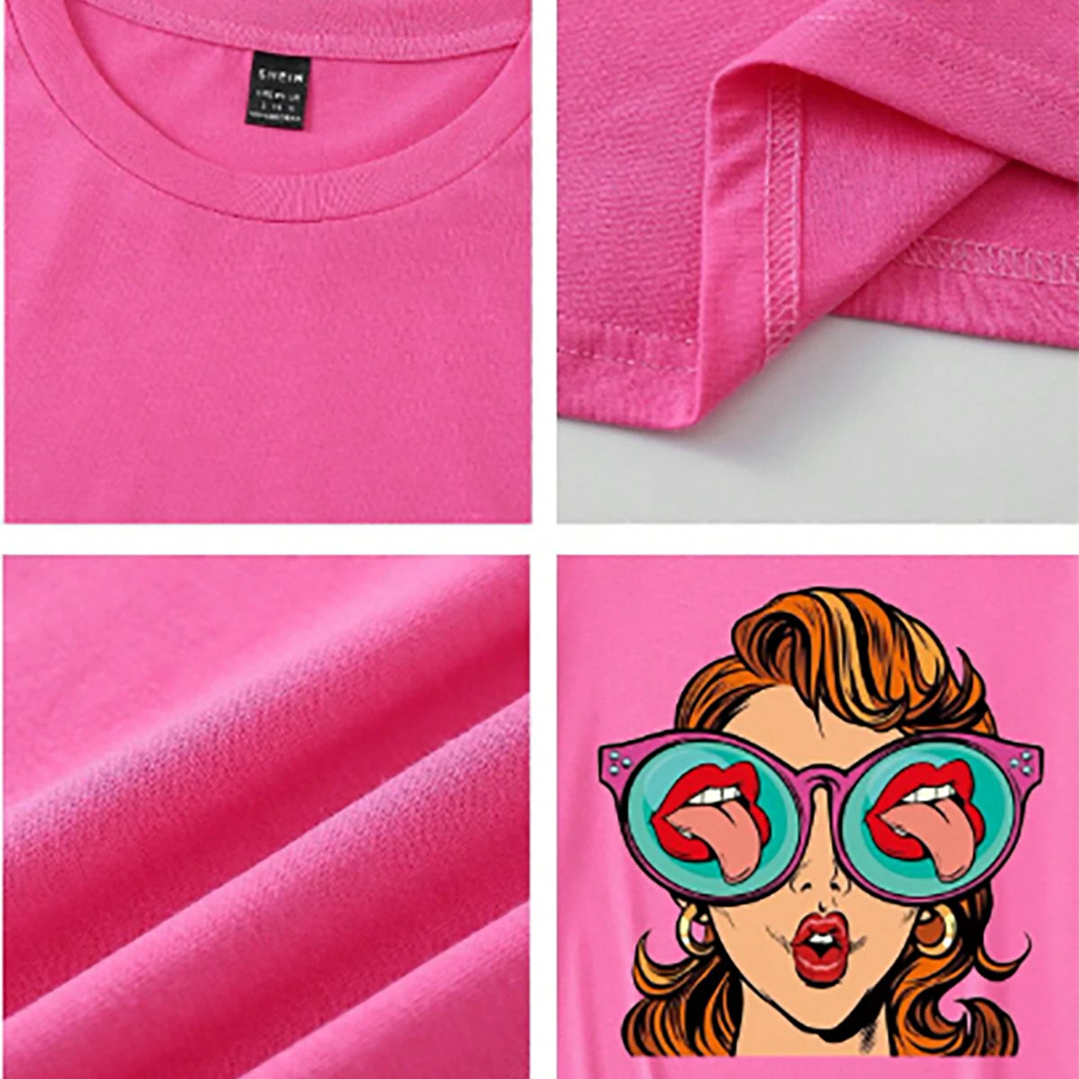 Shein -  EZwear Funny Cute Cartoon Character Print Oversized T-Shirt for Women, Short Length, Super Loose Fit