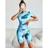 Shein - Short sleeve rashguard in marble print for the summer beach