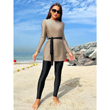 Shein - Mulvari solid color long sleeve tankini swimsuit set